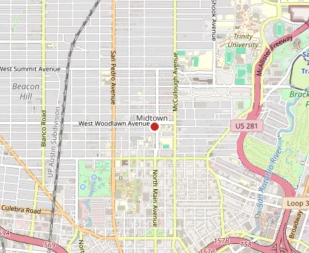 Map showing La Fonda on Main